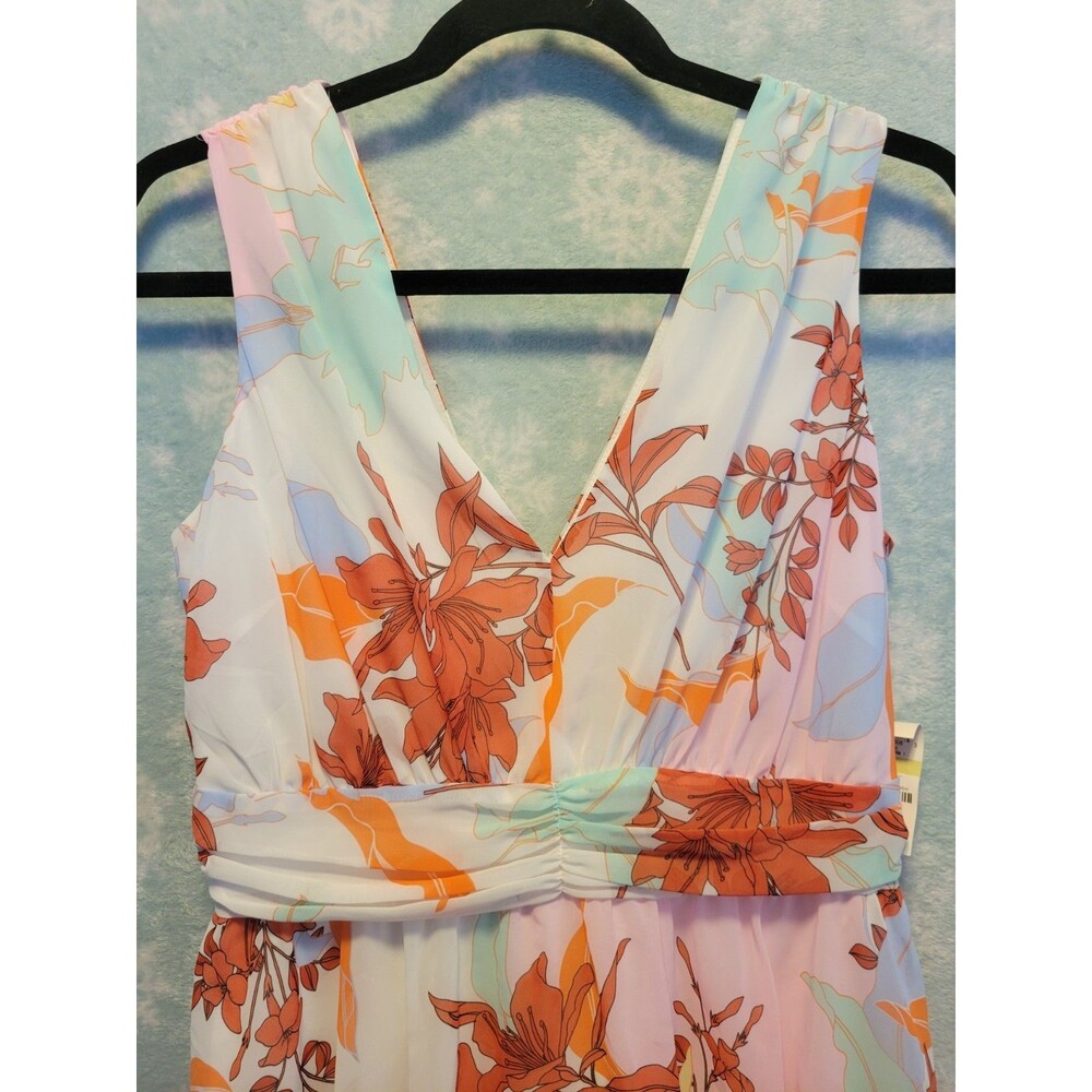 NWT Bar III Women's Dress Sz 4 Floral White Tank Flowy Hibiscus Dream Cottage